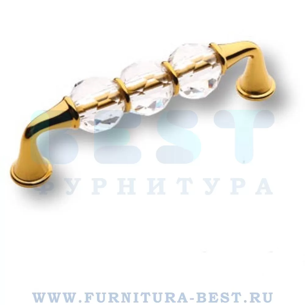 Ручка-скоба 96 мм, материал латунь, цвет глянцевое золото с кристаллами, арт. 2537-003-96 стоимость 4 170 руб.