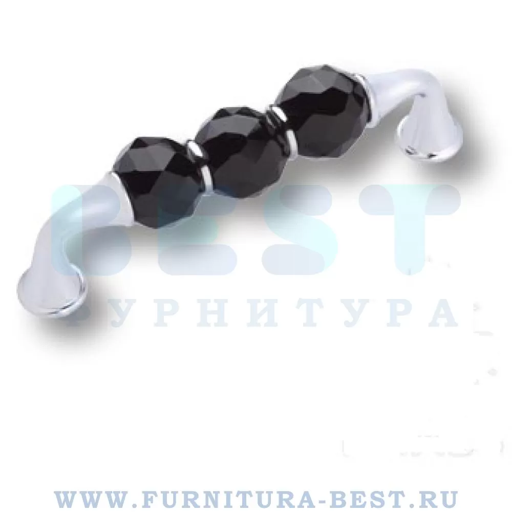 Ручка-скоба 96 мм, материал латунь, цвет глянцевый хром с чёрными кристаллами, арт. 2537-005-96-BLACK стоимость 4 340 руб.