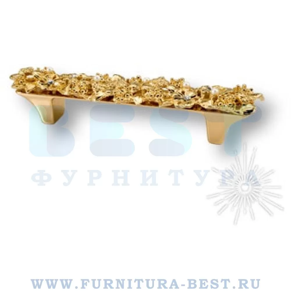 Ручка-скоба 96 мм, цвет глянцевое золото 24к с кристаллами swarovski, арт. 01.96 MO19 стоимость 5 110 руб.